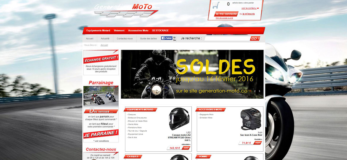 Génération moto solutions e-commerce site vitrine