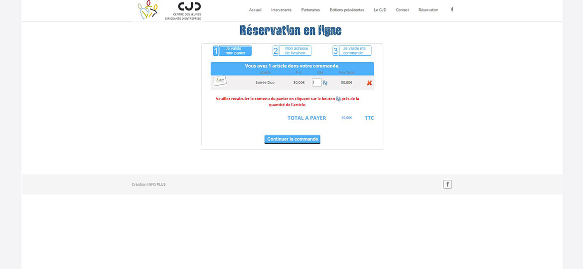 cjd soirée prestige one page module reservation paiement en ligne